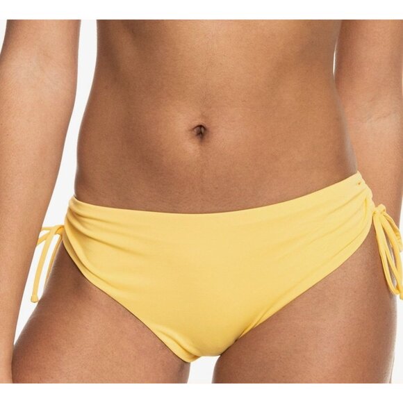 Roxy Beach Classics Full Bikini Bottom Cinch Tie Mid Rise Yellow XS - Picture 1 of 7